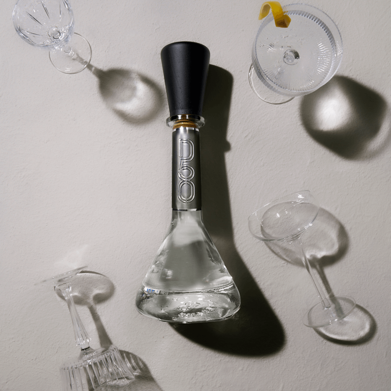 Dobel 50 Cristalino Extra Añejo bottle focusing on the cap.