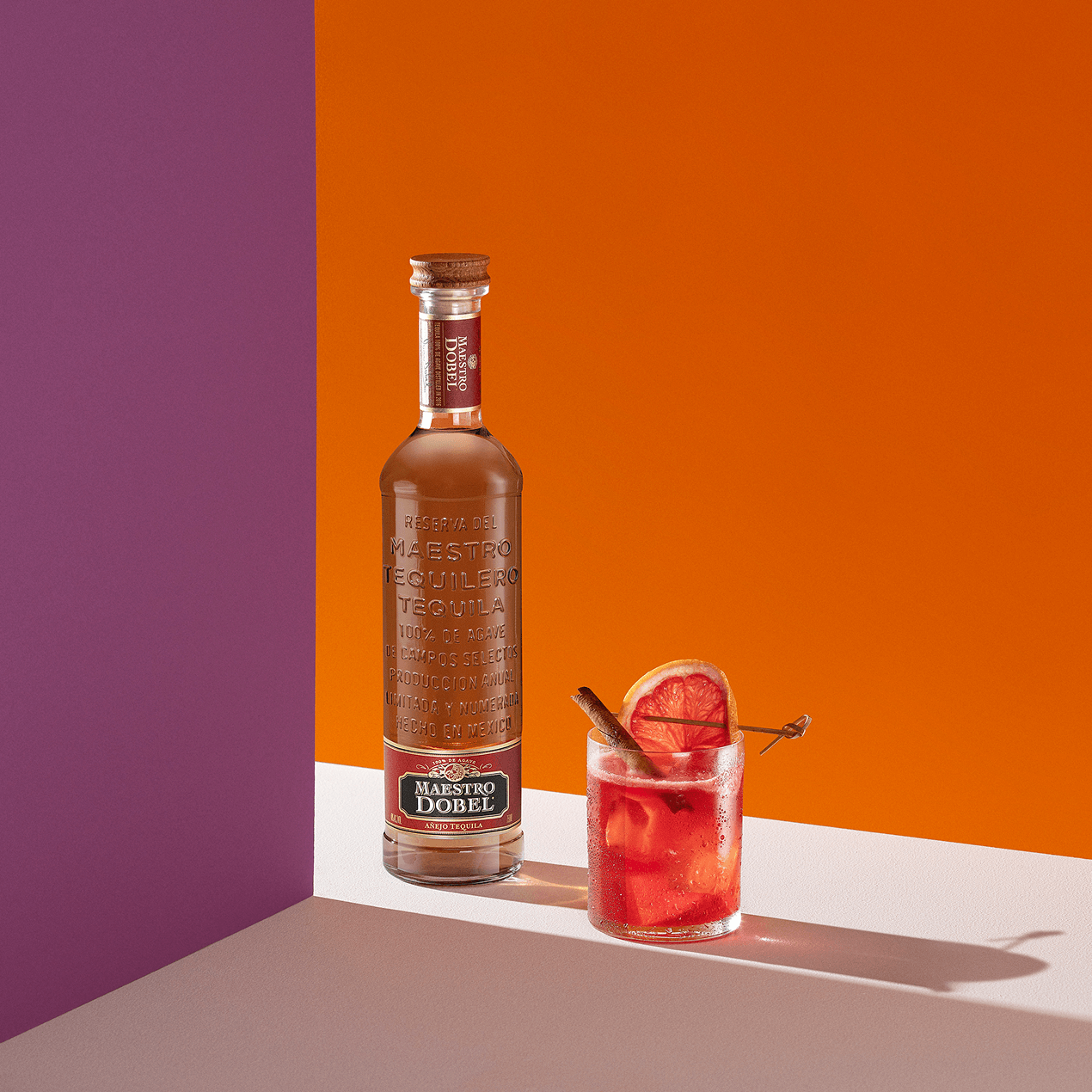 Dobel Añejo with pink cocktail.