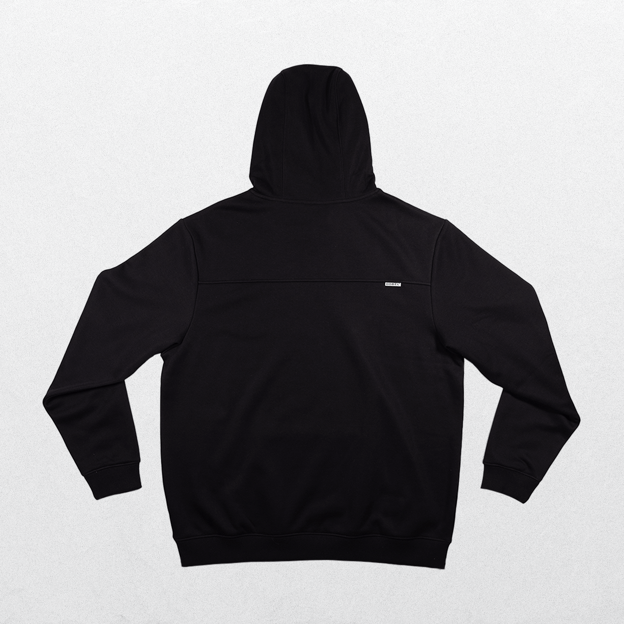 Back of black hoodie.