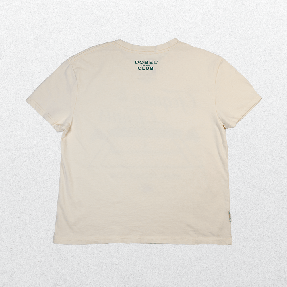 Back of cream mid-crop shirt.
