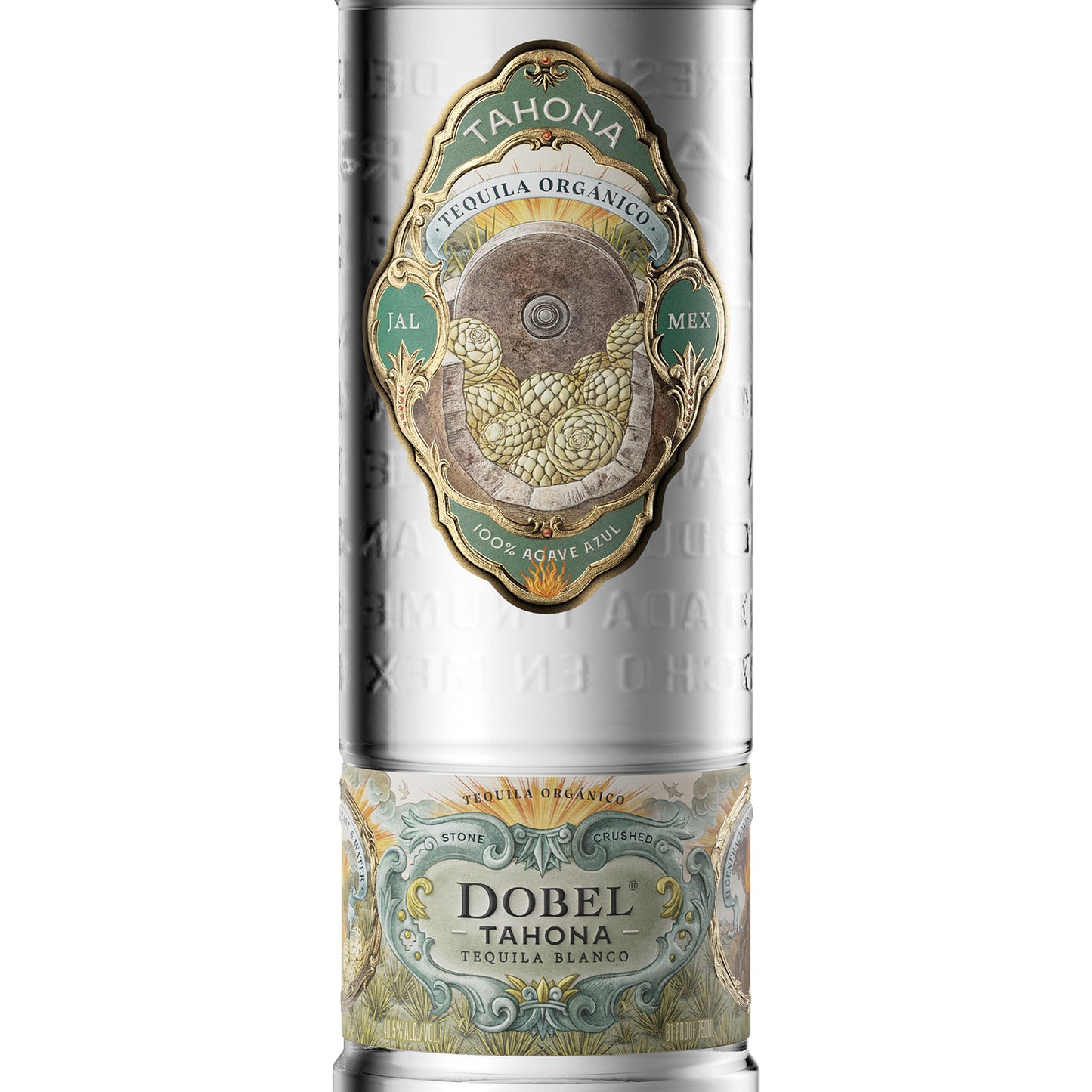Up close of front of Dobel Tahona bottle