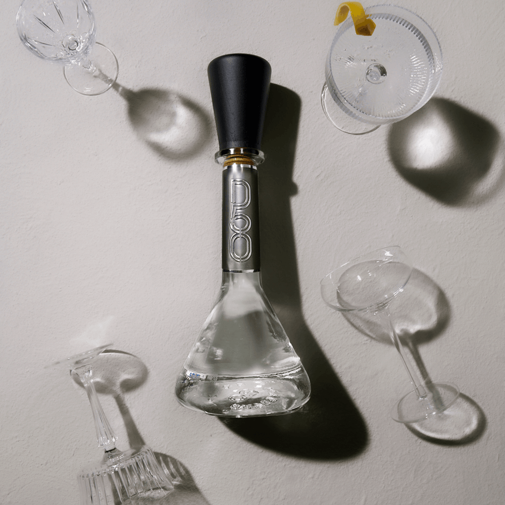 Dobel 50 Cristalino Extra Añejo bottle focusing on the cap.