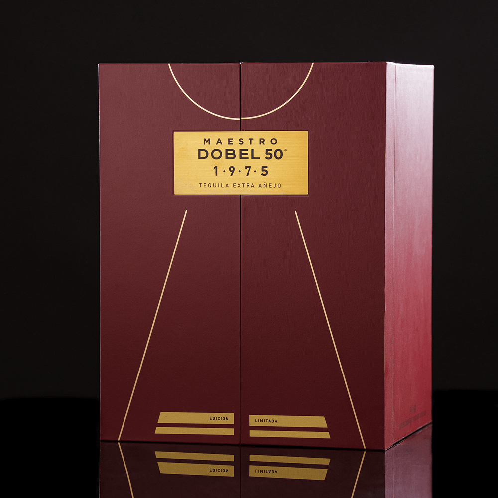 Dobel 50 Extra Añejo 1975 burgandy box.