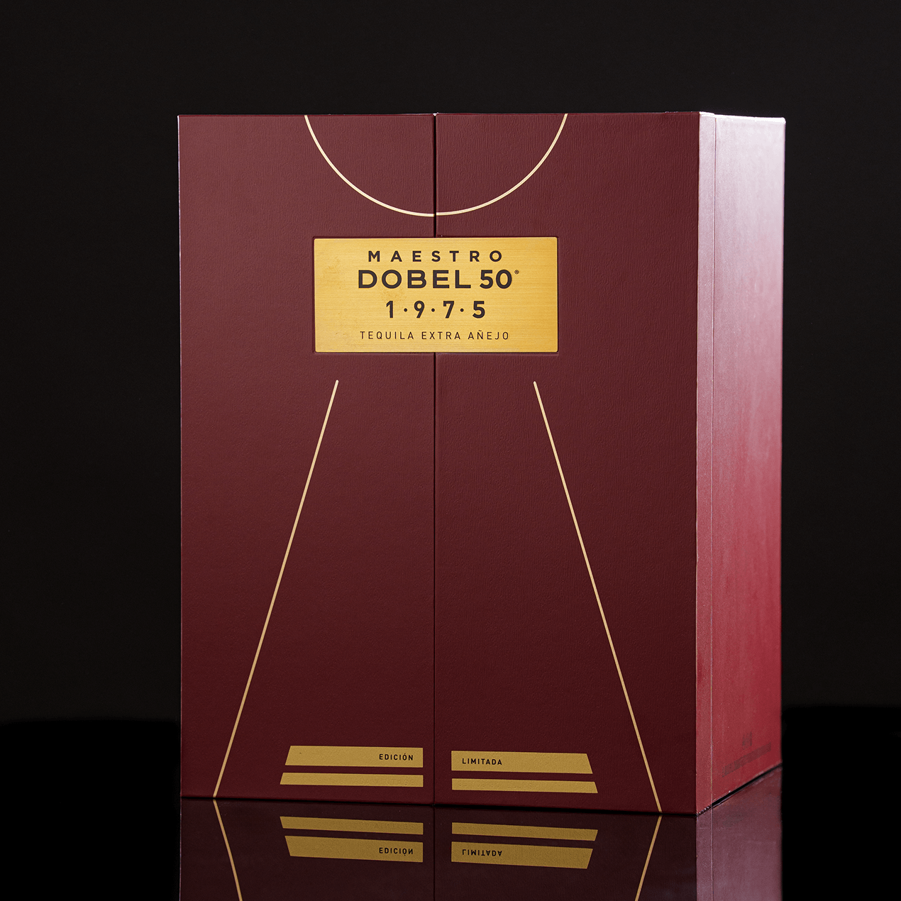 Dobel 50 Extra Añejo 1975 burgandy box.