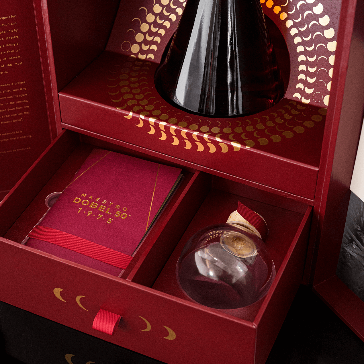Inside of Dobel 50 Extra Añejo 1975 box.
