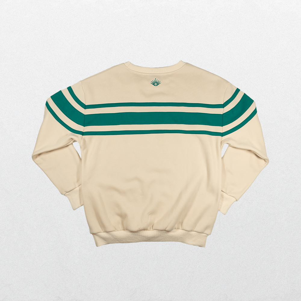 Back of cream Striped Puff Print Sweatshirt.
