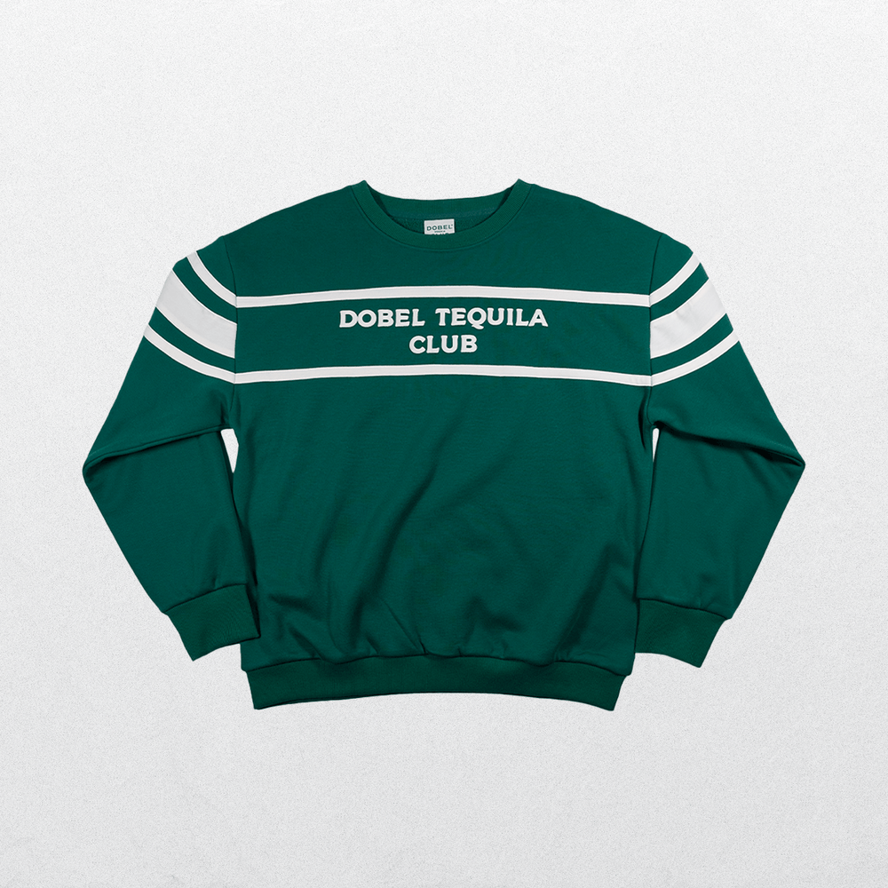 Front of green Striped Puff Print Sweatshirt.